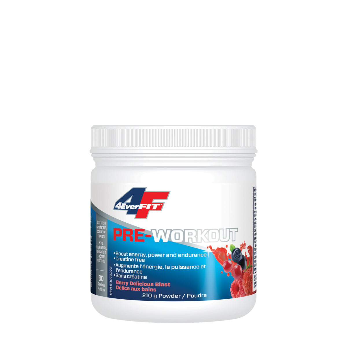 4EverFIT - Pre-Workout - All Natural, Creatine Free - Berry Delicious Blast - 210g