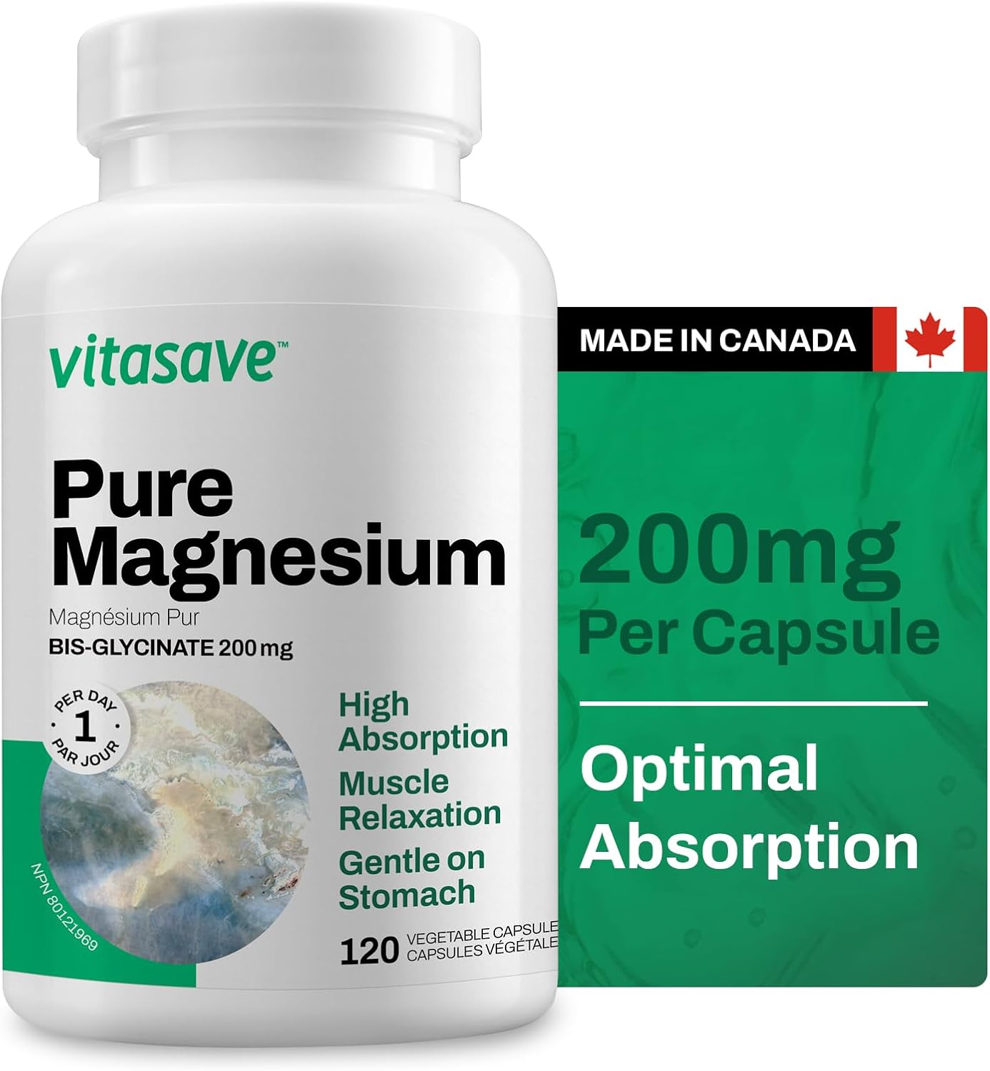 Vitasave Magnesium Bisglycinate 200 mg (120 Capsules)