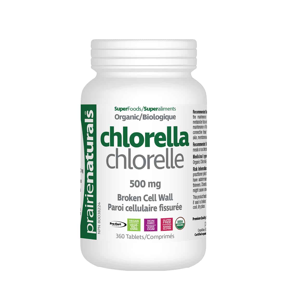 Prairie Naturals - Organic Chlorella Broken Cell Wall - 360 Tablets