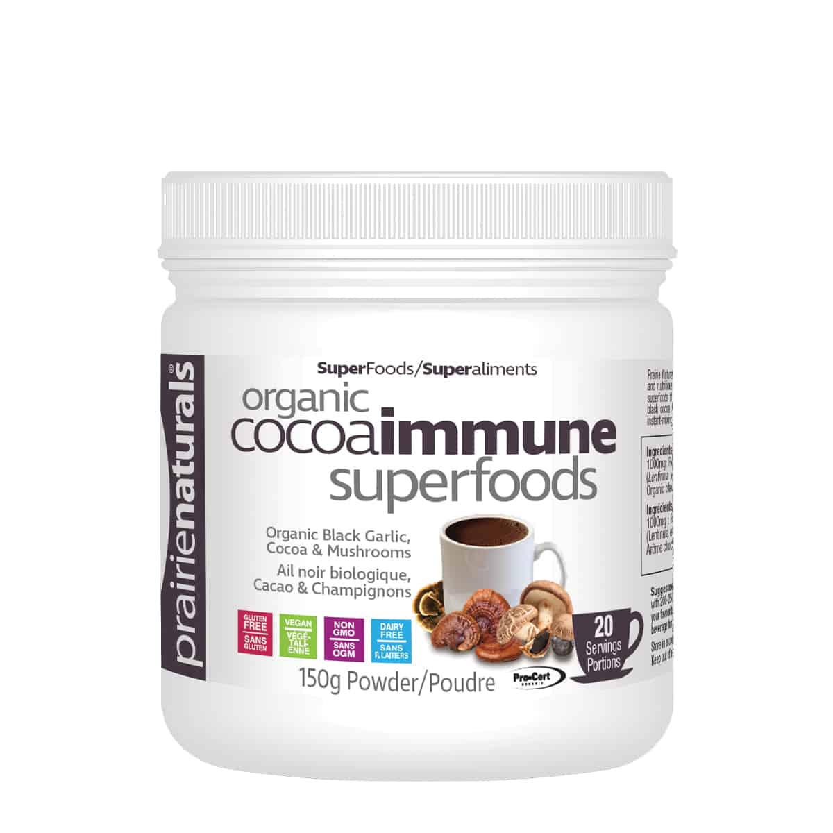 Prairie Naturals - Organic CocoaImmune SuperFoods with Organic Black Garlic, Cocoa and Mushrooms - 150g