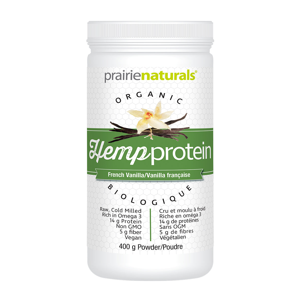 Prairie Naturals - Organic Raw Canadian Hemp Protein - French Vanilla - 400g