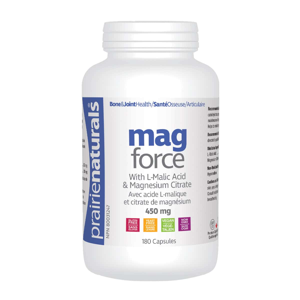 Prairie Naturals - Mag-Force Magnesium & Malic Acid - 180 Capsules