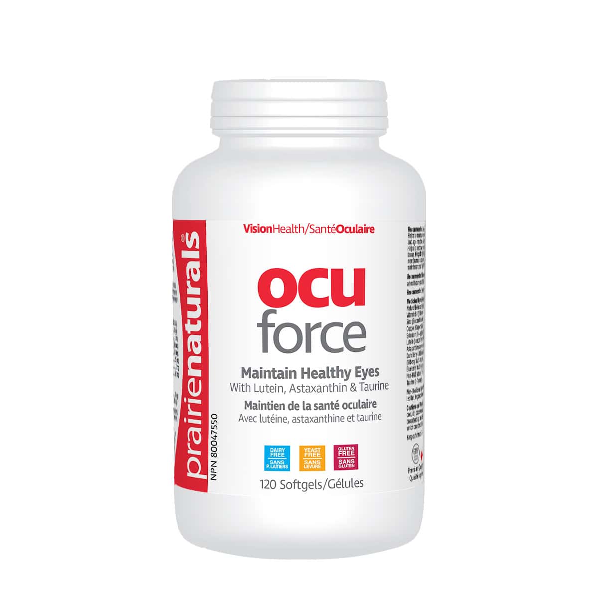 Prairie Naturals - Ocu-Force Vision Support with Lutein, Astaxanthin, Taurine, Vitamins, & Minerals - 120 Softgels