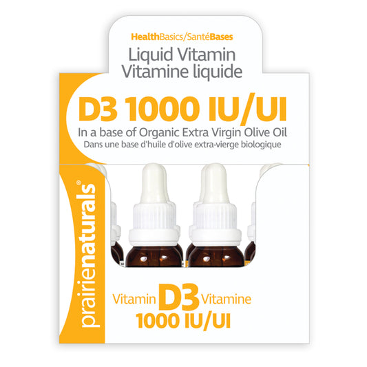 Prairie Naturals - Vitamin D3 Cholecalciferol 1,000 IU in Organic Extra-Virgin Olive Oil - 15mL x 12 box