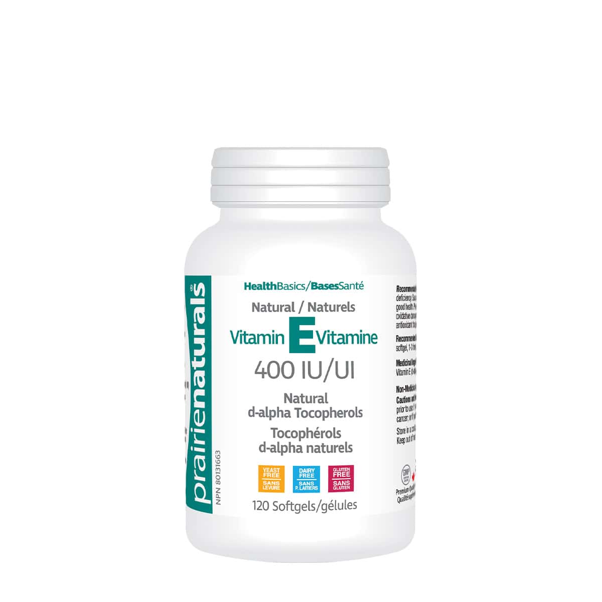 Prairie Naturals - Vitamin E d-alpha Tocopherols - 120 Softgels