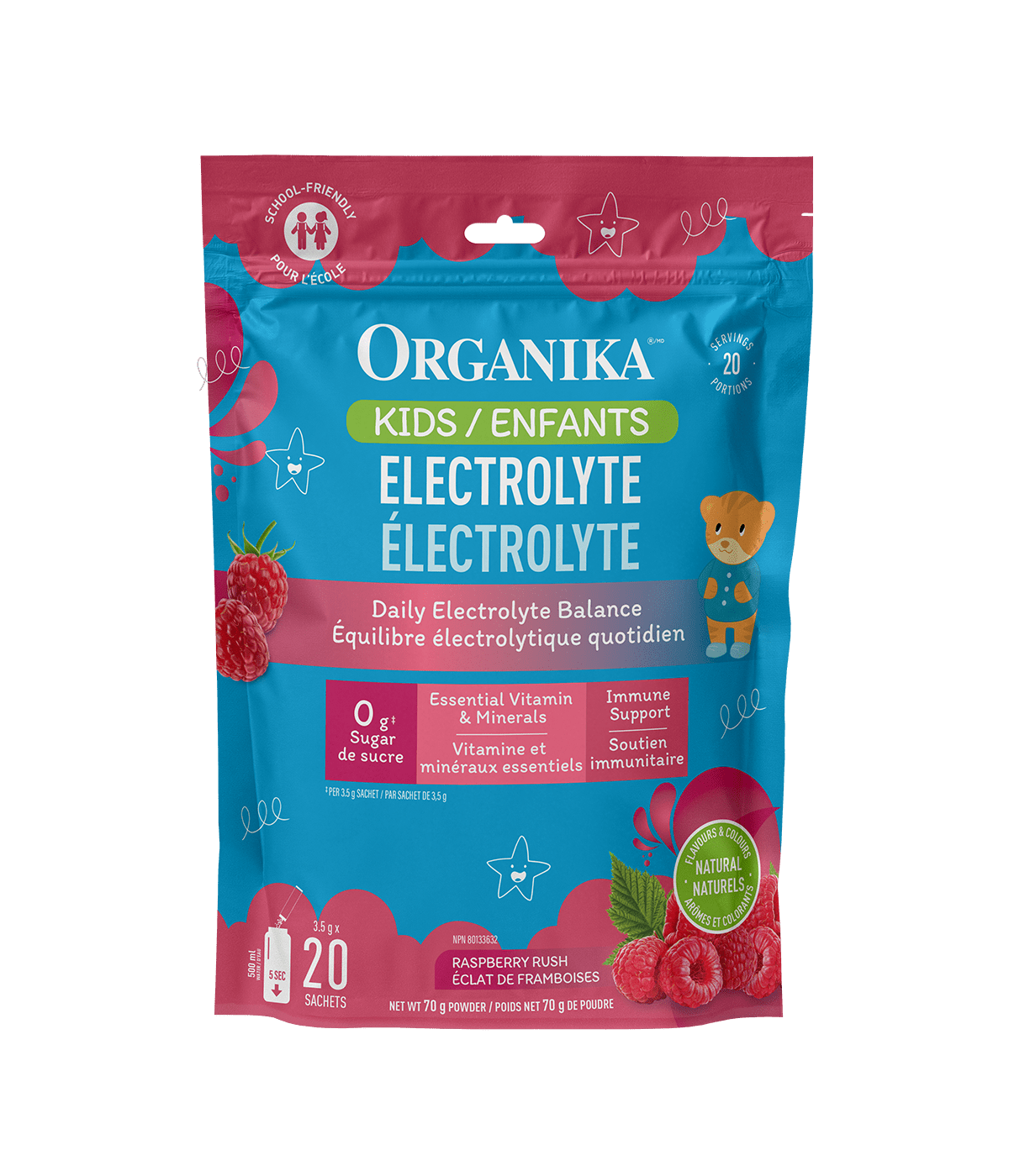 Organika - ELECTROLYTE STICK PACK KIDS RASPBERRY RUSH 20 BAG