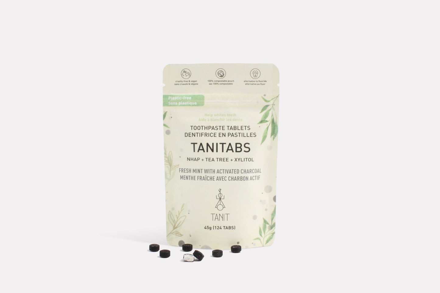 Mint Charcoal Toothpaste Tablets-Compostable Refill 124 tabs