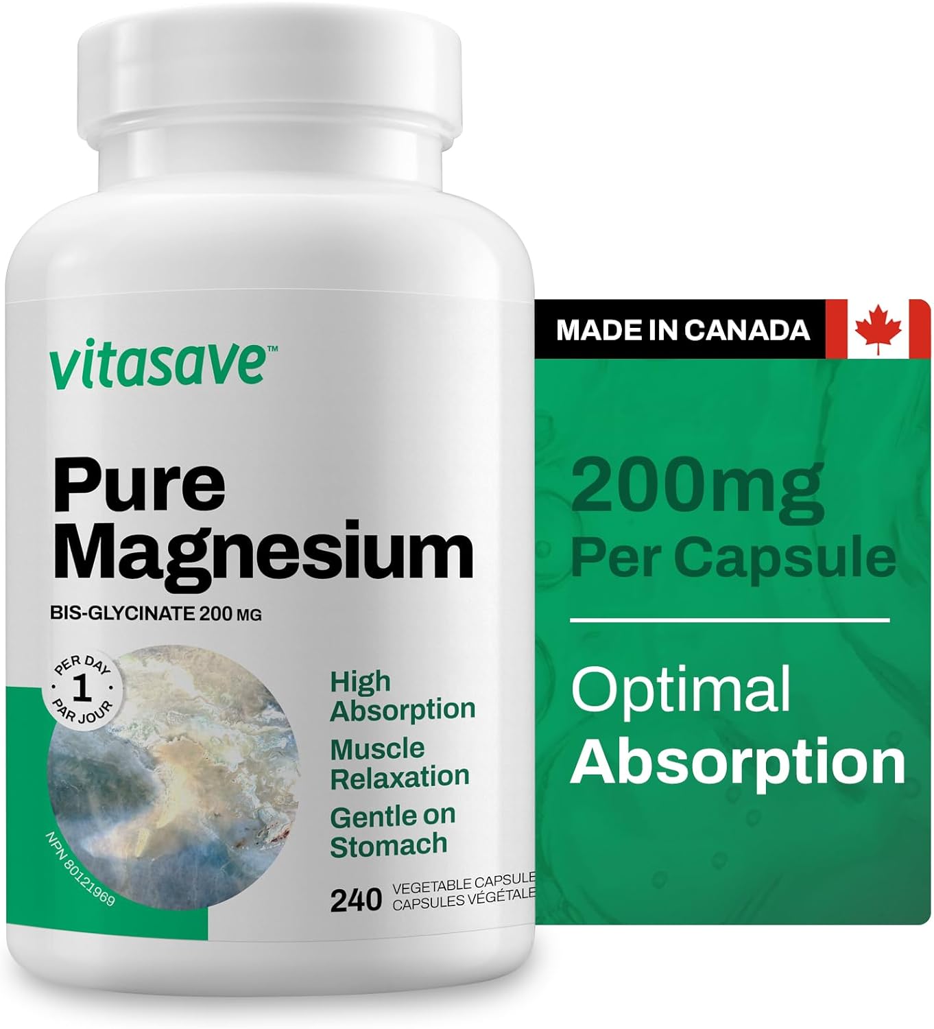 Vitasave Magnesium Bisglycinate 200 mg (240 Capsules)