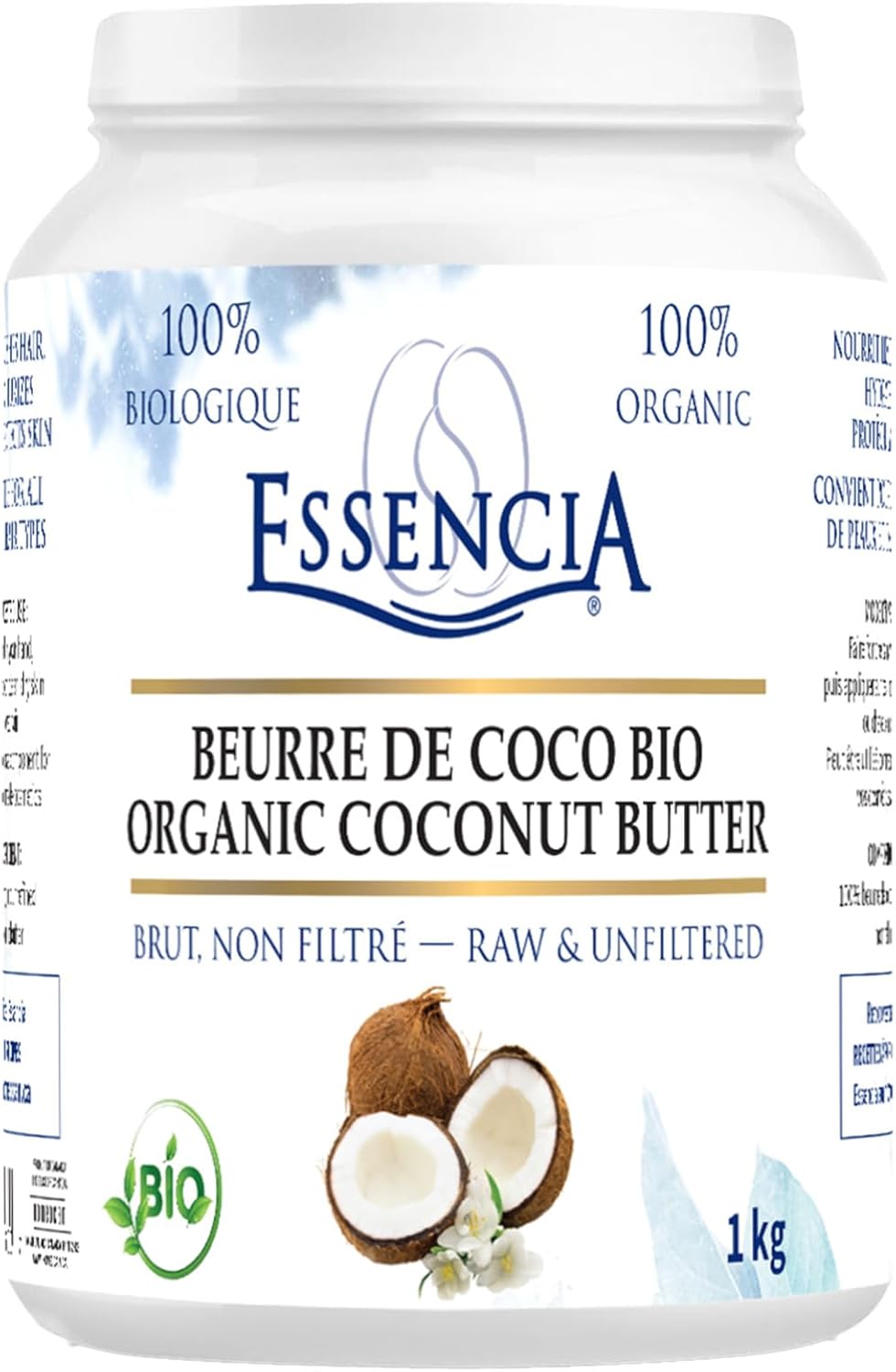 Essencia - ORGANIC VEGETABLE BUTTERS & NEUTRAL CREAM BASE Organic Raw Coconut Butter 1 kg