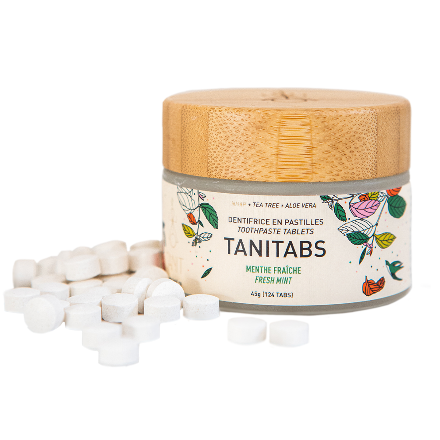 Tanitabs Toothpaste & Mouthwash Tablets – Reusable Glass Jar (124 tabs)