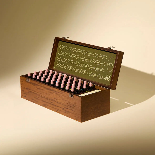 ORGANIC BACH FLOWERS LINE WOOD UNIT BOX OF 38 COMPLETE SINGLE BACH FLOWERS Wood Unit box 38 x 20 mL