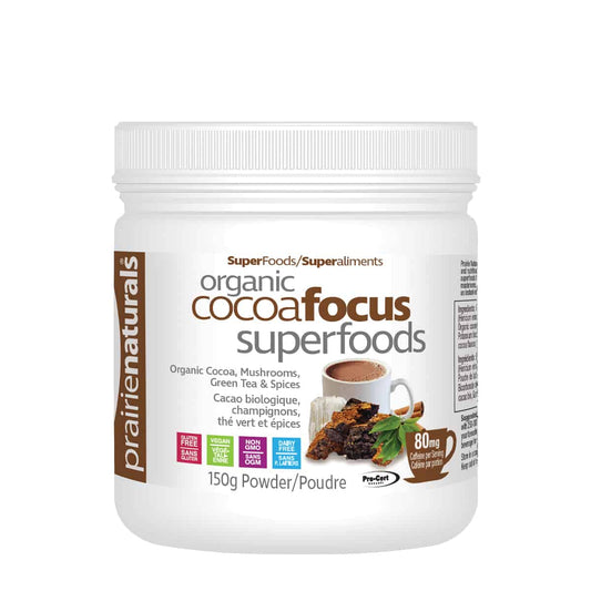 Prairie Naturals - Organic CocoaFocus SuperFoods with Organic Cocoa, Mushrooms, Green Tea and Spices - 150g