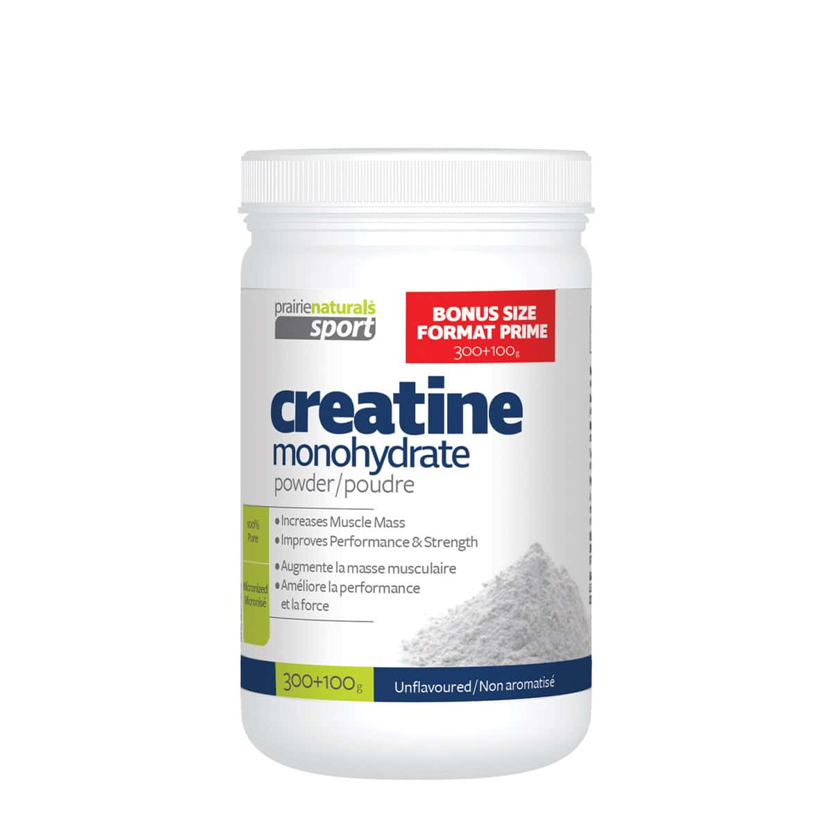 Prairie Naturals - 100% Pure Micronized Creatine Monohydrate - BONUS SIZE - 300g + 100g