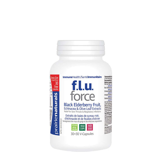 Prairie Naturals - F.L.U. Force Anti-Viral with Black Elderberry, Echinacea Extract, & Olive Leaf - 30+30 V-Caps