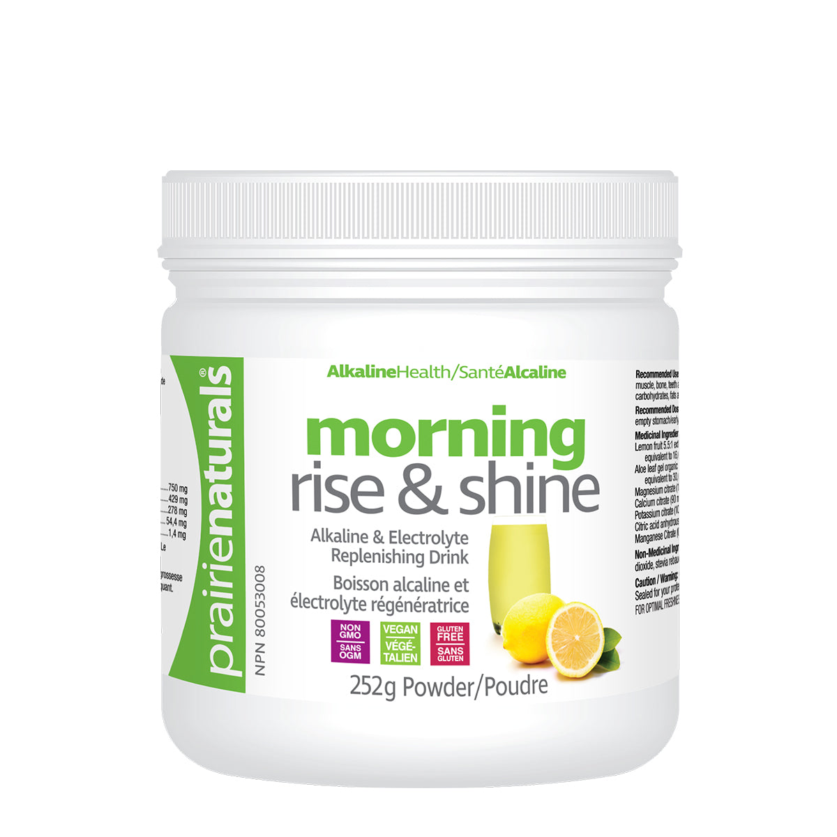 Prairie Naturals - Morning Rise & Shine pH Balancing Lemon, Aloe, & Mineral Drink Mix - 252g