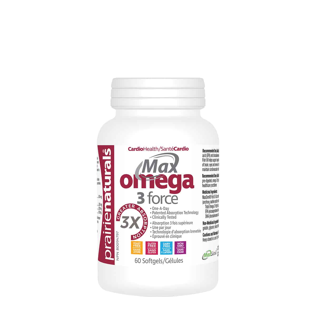 Prairie Naturals - Max Omega-3-Force with Maxsimil EPA/DHA - 60 Softgels