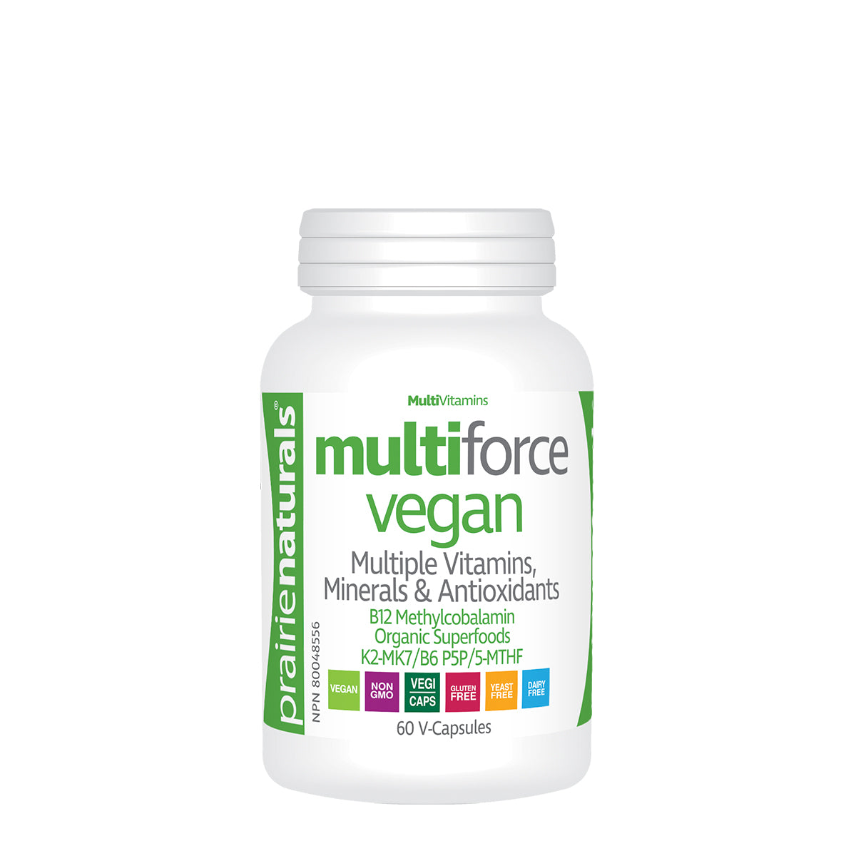 Prairie Naturals - Multi-Force Vegan Vitamins, Minerals, & Greenfoods - 60 V-Caps