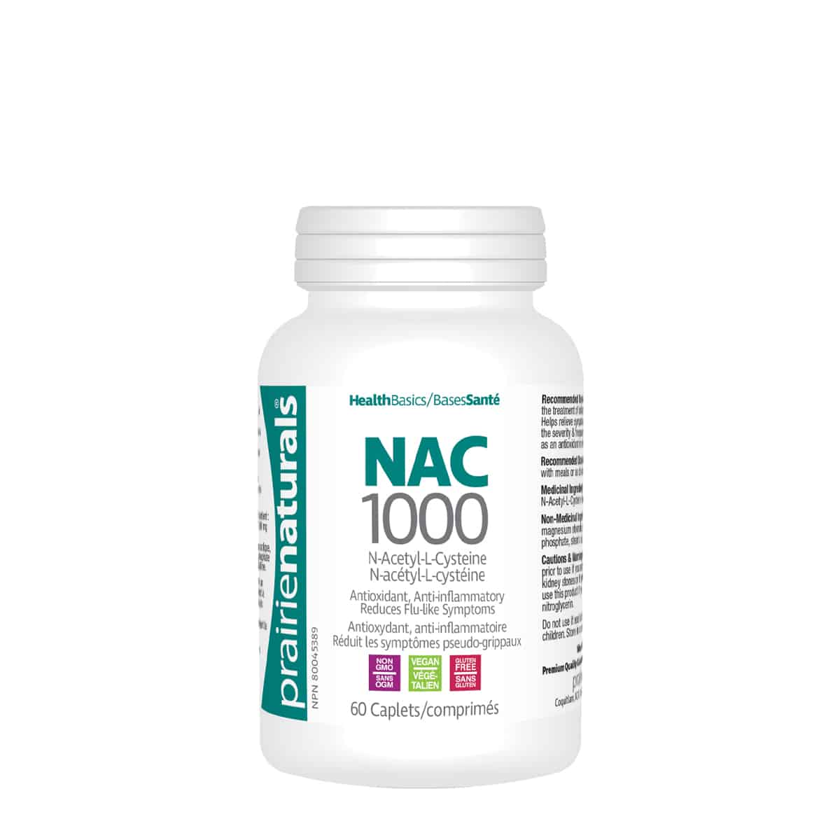 Prairie Naturals - NAC 1000 N-Acetyl L-Cysteine - 60 Caplets