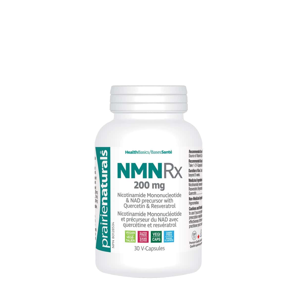 Prairie Naturals - NMN Rx 200mg with Quercetin + Resveratrol - 30 V-Caps