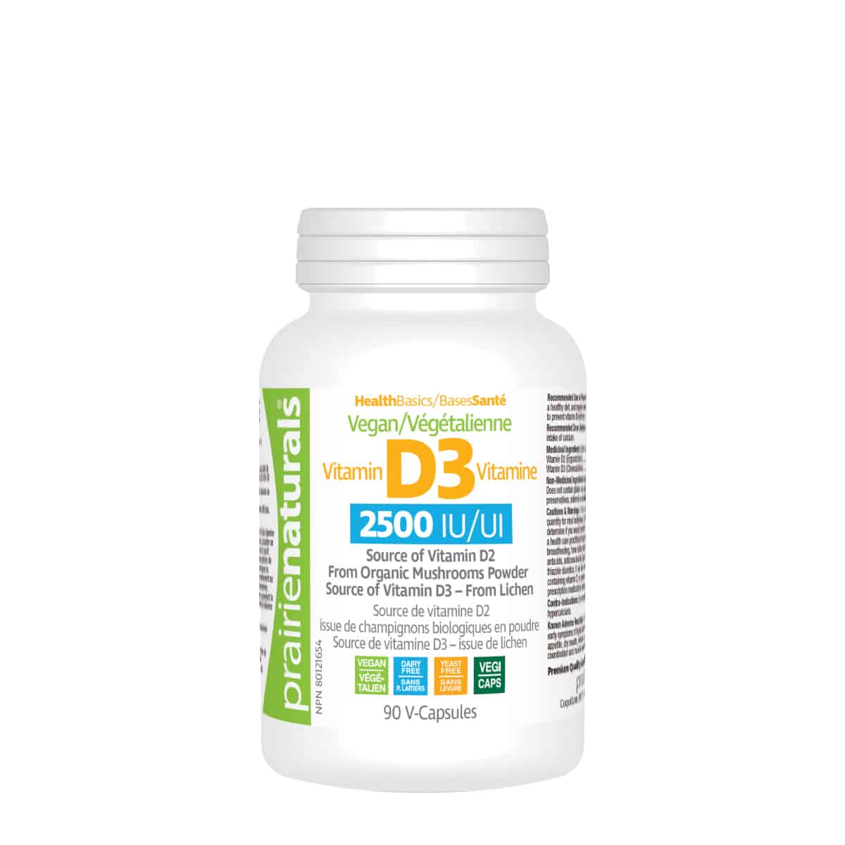 Prairie Naturals - Vegan Vitamin D 2,500 IU from Lichen and Mushroom - 90 V-Caps
