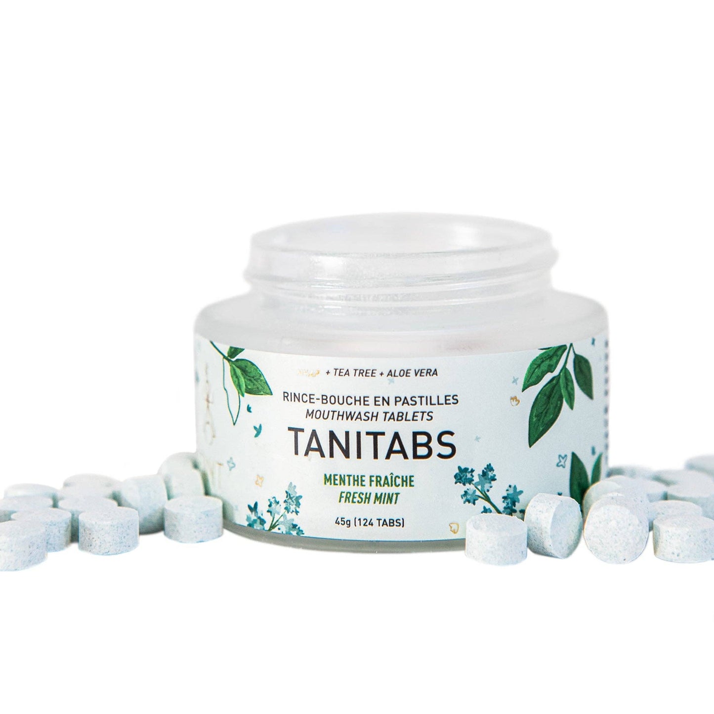Tanitabs Toothpaste & Mouthwash Tablets – Reusable Glass Jar (124 tabs)