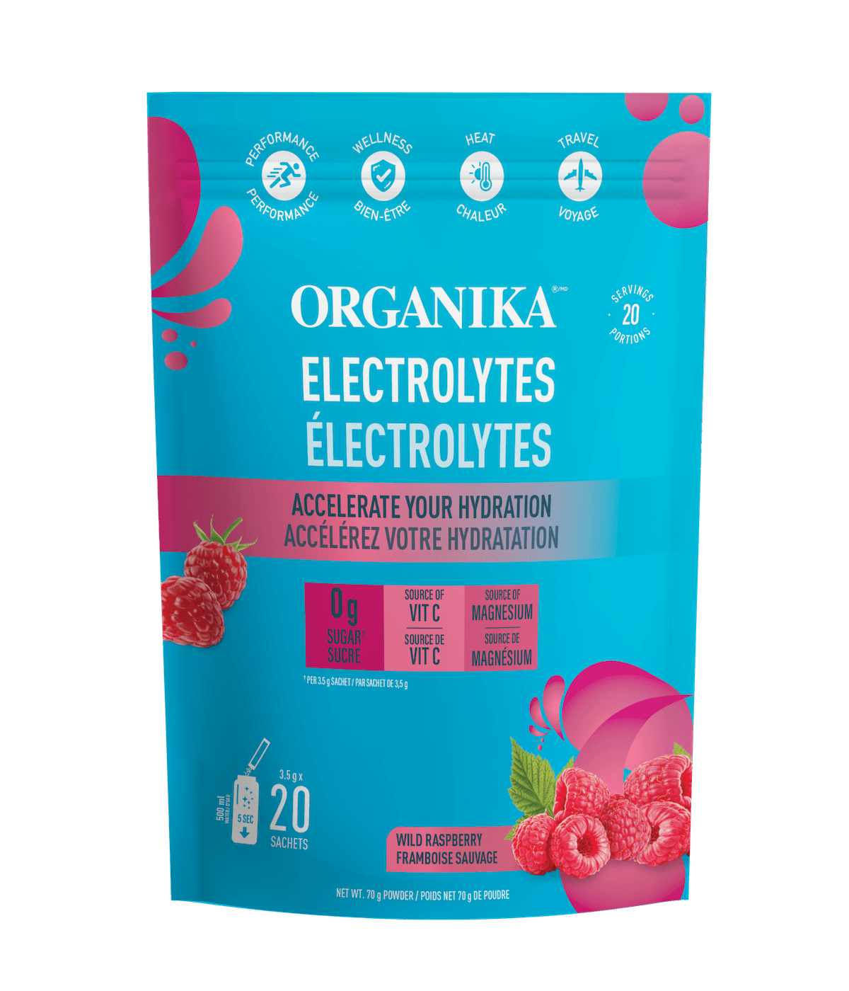 Organika - ELECTROLYTES WILD RASPBERRY 3.5G DISPLAY 25BOX