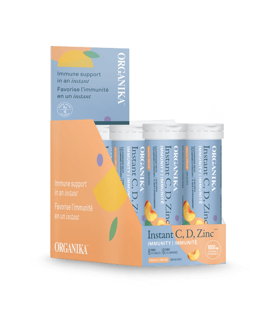 Organika - INSTANT VITAMIN C, D + ZINC PEACH 1000MG 10TAB 8 PACK BOX