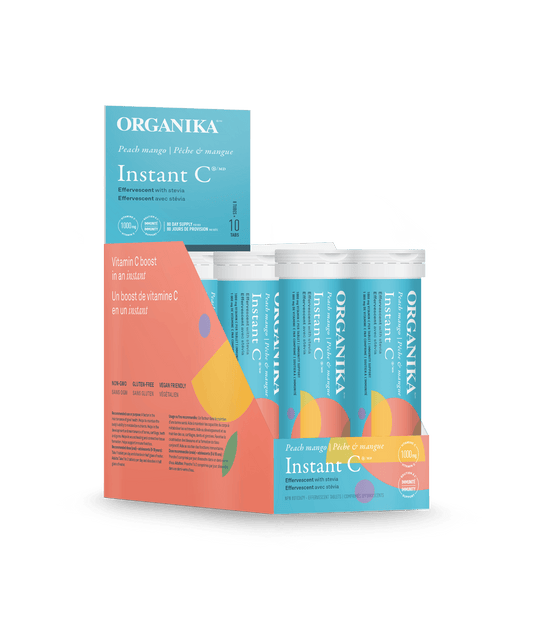 Organika - INSTANT VITAMIN C PEACH MANGO 1000MG 10TAB 8 PACK BOX