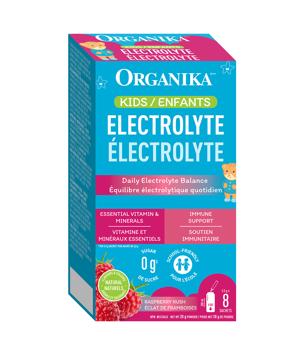 Organika - ELECTROLYTE STICK PACK KIDS RASPBERRY RUSH 8 PACK BOX